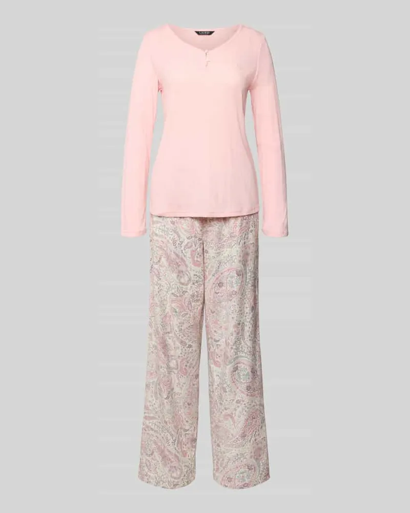Ralph Lauren Pyjama mit V-Ausschnitt Rosa