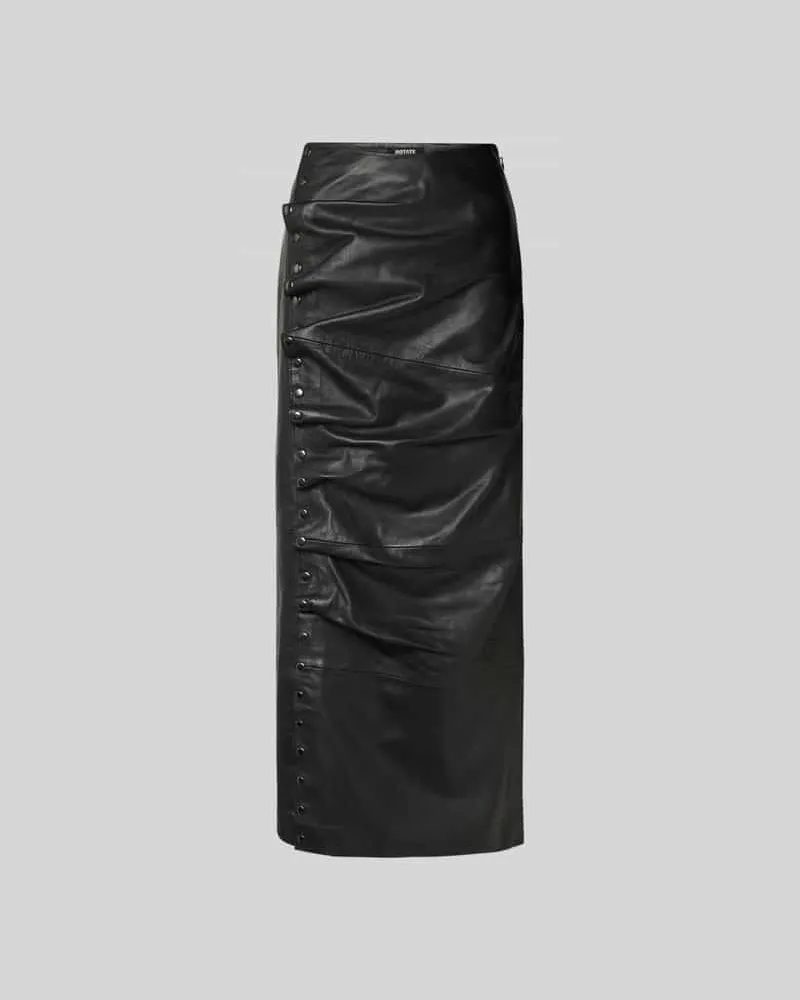 ROTATE Birger Christensen Maxirock mit Druckknopfleiste Black