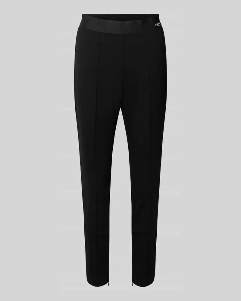 Cambio Slim Fit Stoffhose mit Label-Print Modell 'RYDER Black