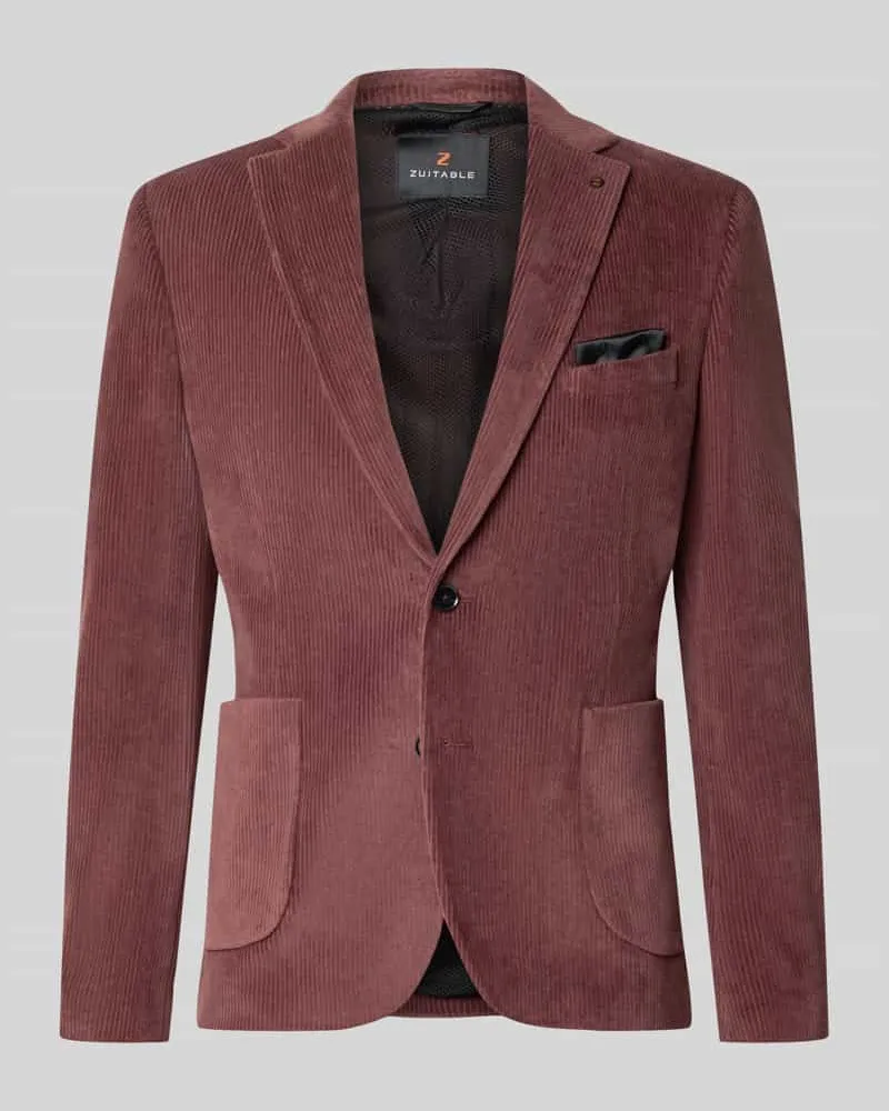 Zuitable Slim Fit Sakko aus Baumwoll-Mix in Cord-Optik Modell 'Nick Bordeaux