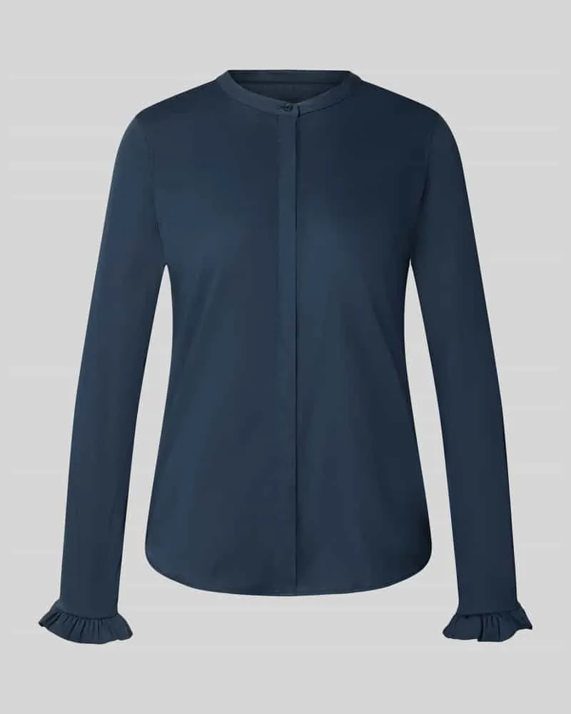 Mos Mosh Bluse mit Mao-Kragen und Rüschenärmeln Modell 'Mattie Marine