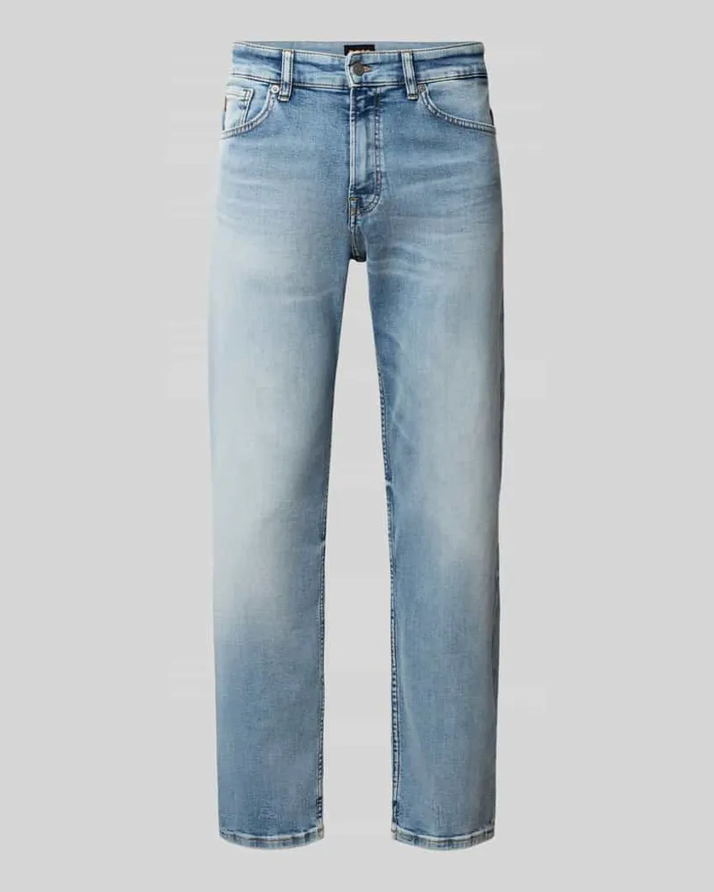 HUGO BOSS Regular Fit Straight Jeans aus Baumwoll-Mix Modell 'RE.MAINE BO Hellblau
