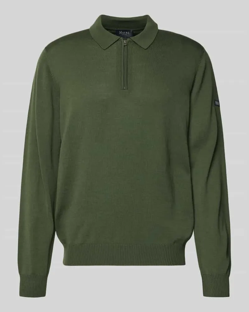 Maerz Strickpullover mit Polokragen Oliv