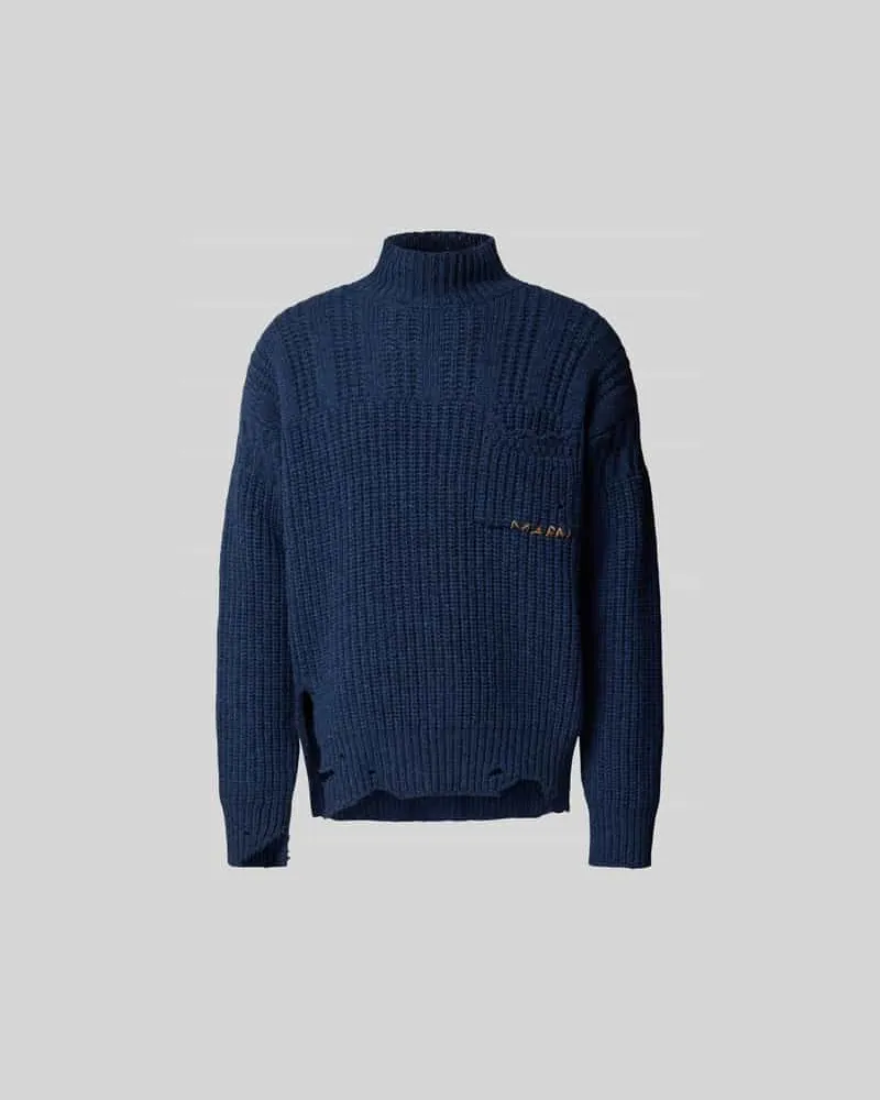 Marni Pullover mit Label-Stitching Dunkelblau