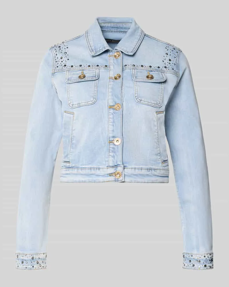 Betty Barclay Cropped Jeansjacke mit Ziersteinbesatz Jeansblau
