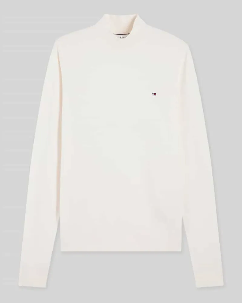 Tommy Hilfiger Slim Fit Langarmshirt mit Mock Neck Offwhite