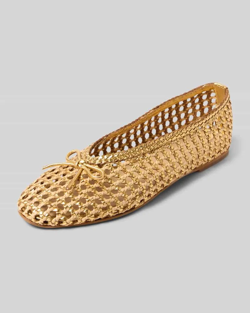 Inuovo Ballerinas aus Leder-Mix in Flecht-Optik Gold