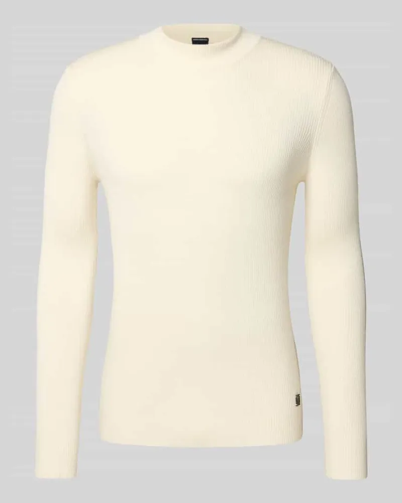 JOOP! Strickpullover mit gerippten Abschlüssen Modell 'Donteo Beige