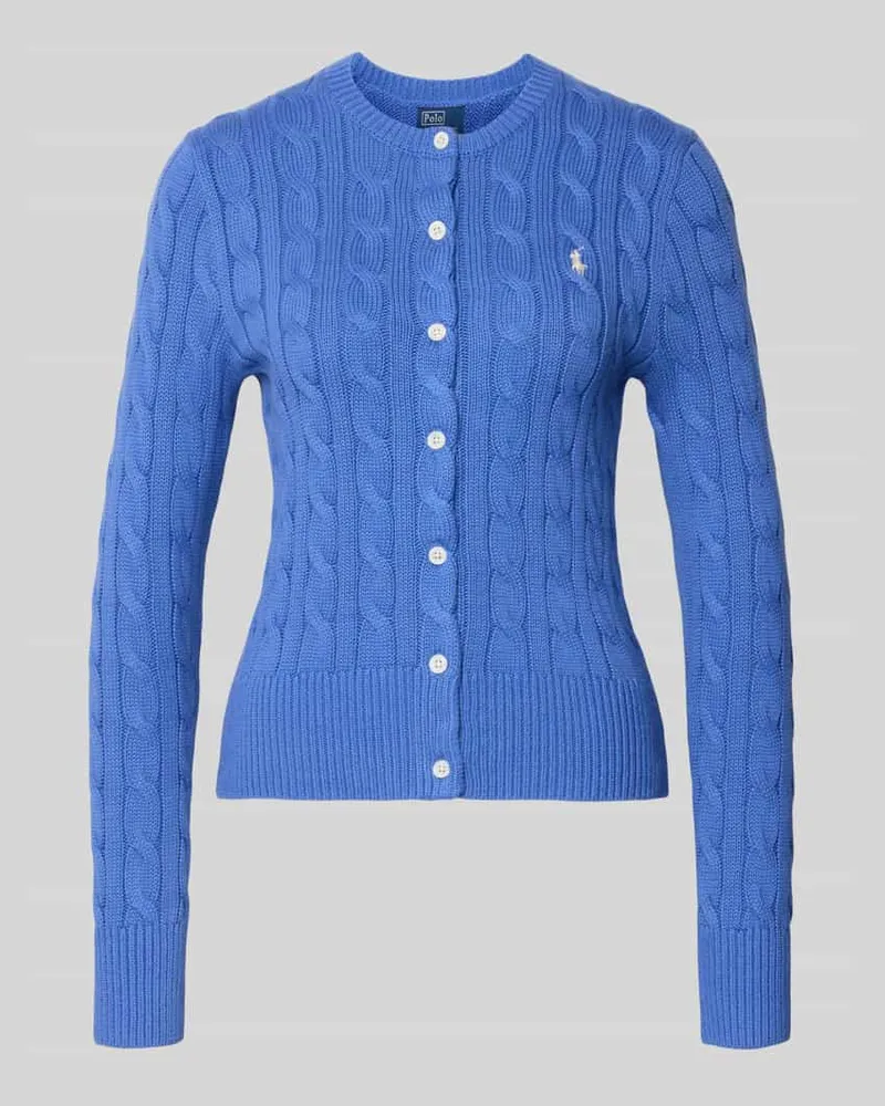 Ralph Lauren Slim Fit Strickjacke mit Logo-Stitching Royal