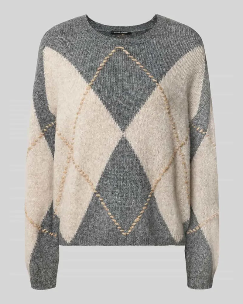 Luisa Cerano Strickpullover im Allover-Look mit Rundhalsausschnitt Sand