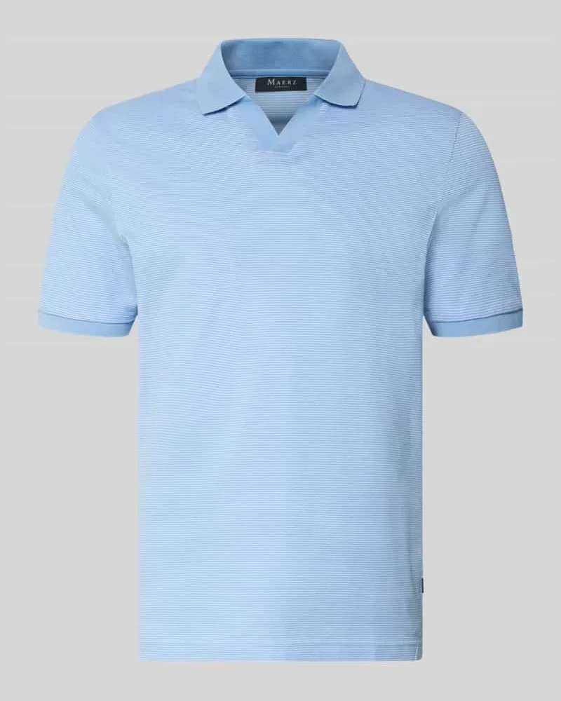 Maerz Regular Fit Poloshirt aus Baumwolle mit V-Ausschnitt Hellblau