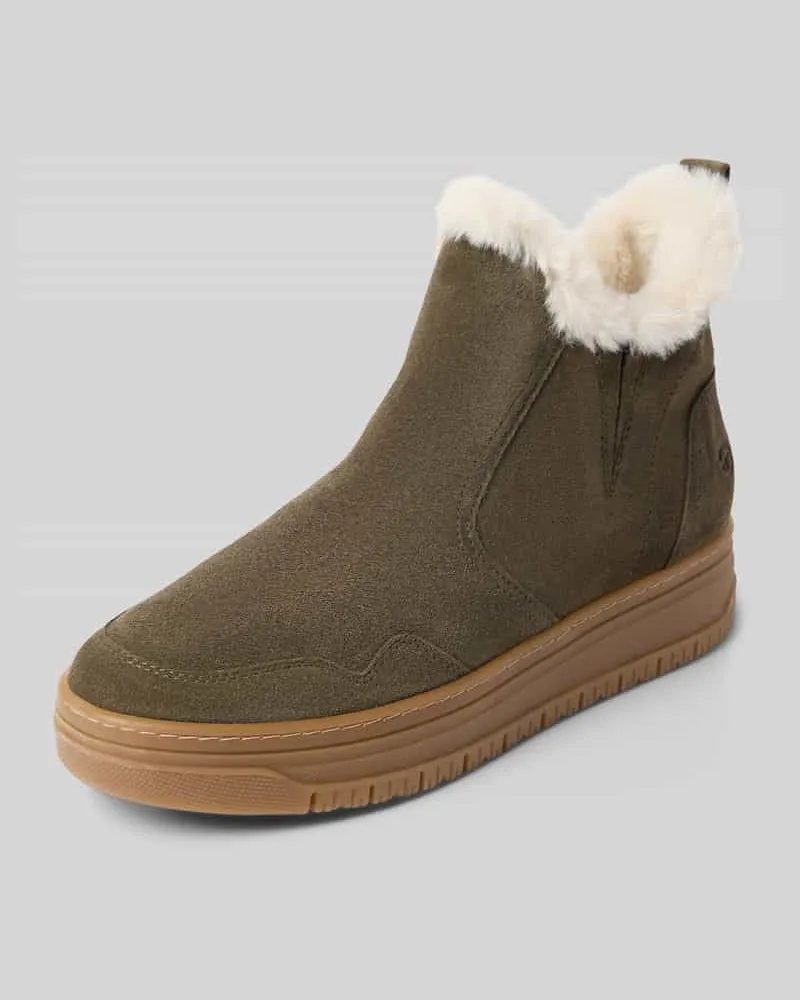Tamaris Chelsea Boots aus reinem Leder Oliv