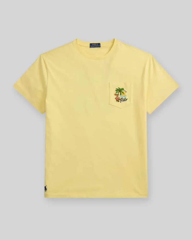 Ralph Lauren Regular Fit T-Shirt aus reiner Baumwolle mit Rückenprint Hellgelb