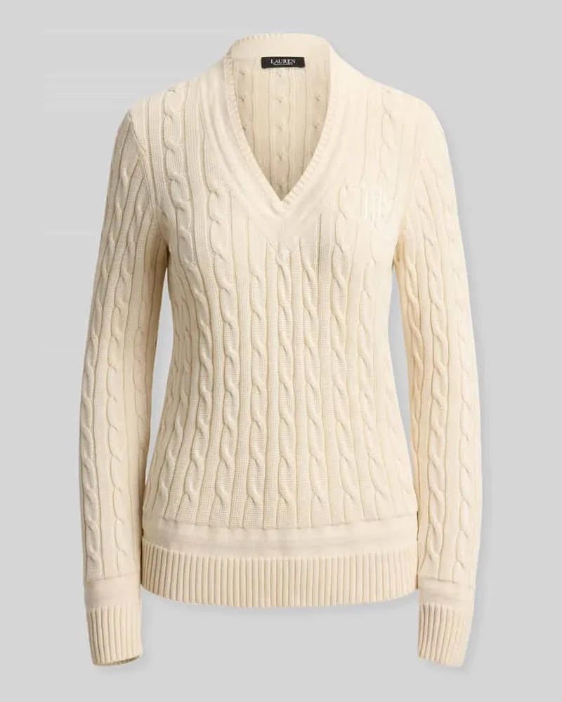 Ralph Lauren Regular Fit Pullover aus Baumwoll-Mix mit Logo-Stitching Beige