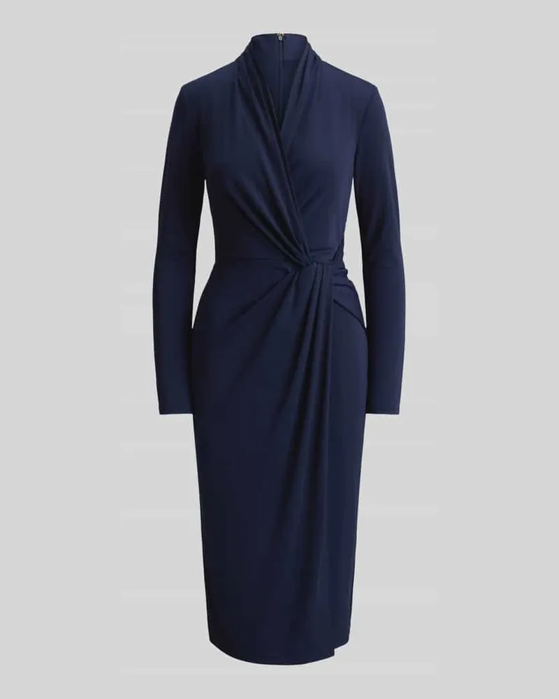 Ralph Lauren Knielanges Kleid in Wickeloptik Marine