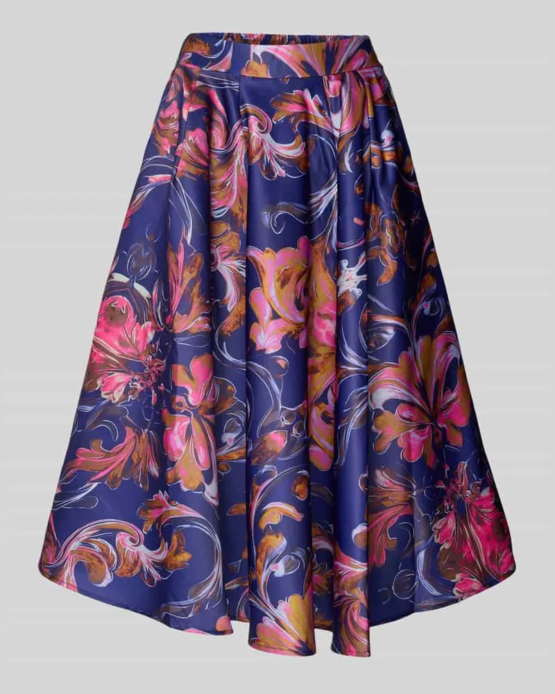 Miss Goodlife Midi Rock mit gelegten Falten Modell 'Happy Marine