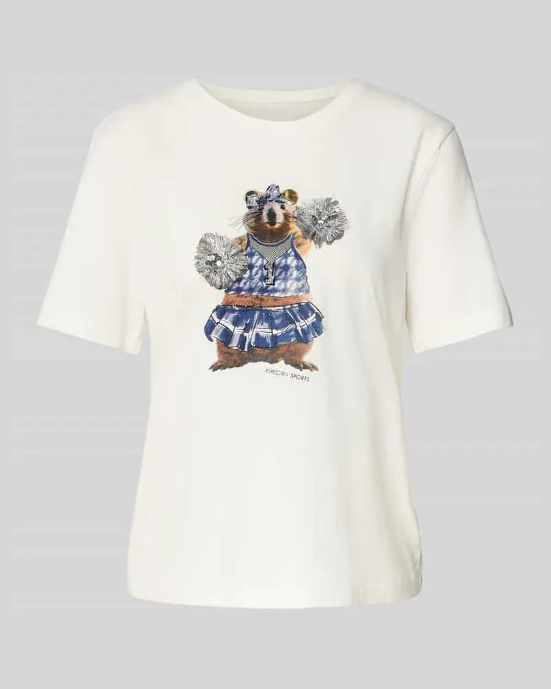 Marc Cain T-Shirt mit Motiv-Print und Rundhalsausschnitt Offwhite