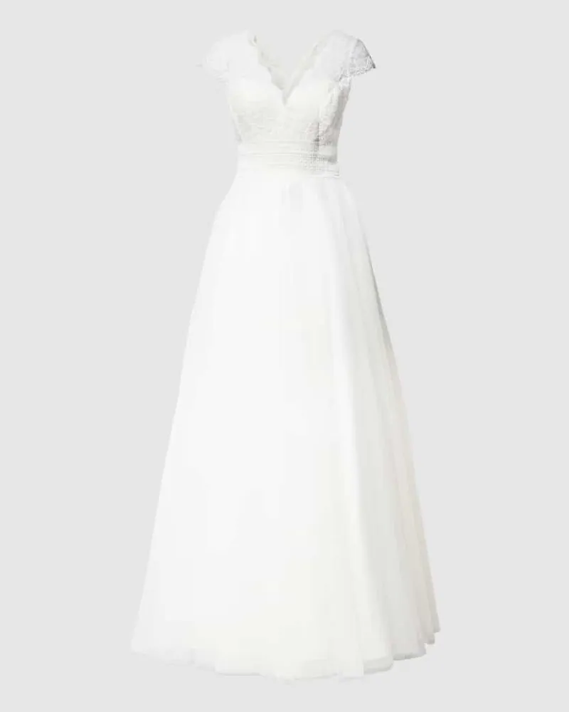 LUXUAR Brautkleid mit floraler Spitze Offwhite