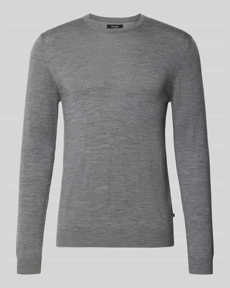 Matinique Strickpullover mit gerippten Abschlüssen Modell 'Margrate Mittelgrau