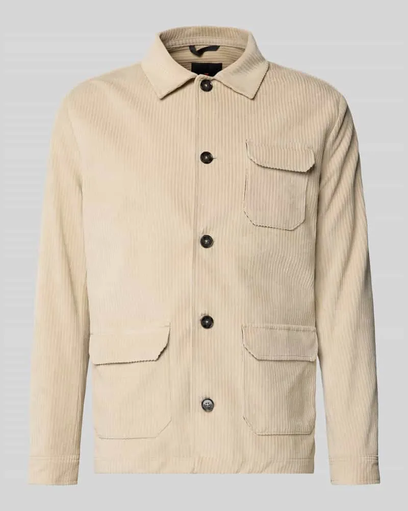 Zuitable Regular Fit Overshirt mit Umlegekragen Modell 'John Beige