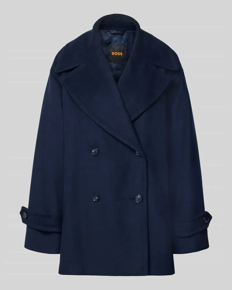 HUGO BOSS Regular Fit Mantel aus Woll-Mix Modell 'C_Cisabena Marine