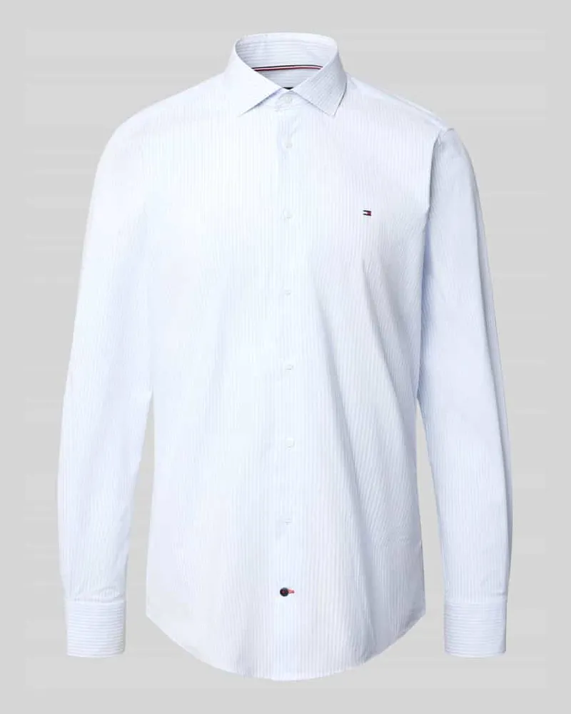 Tommy Hilfiger Slim Fit Businesshemd aus Baumwoll-Mix Bleu