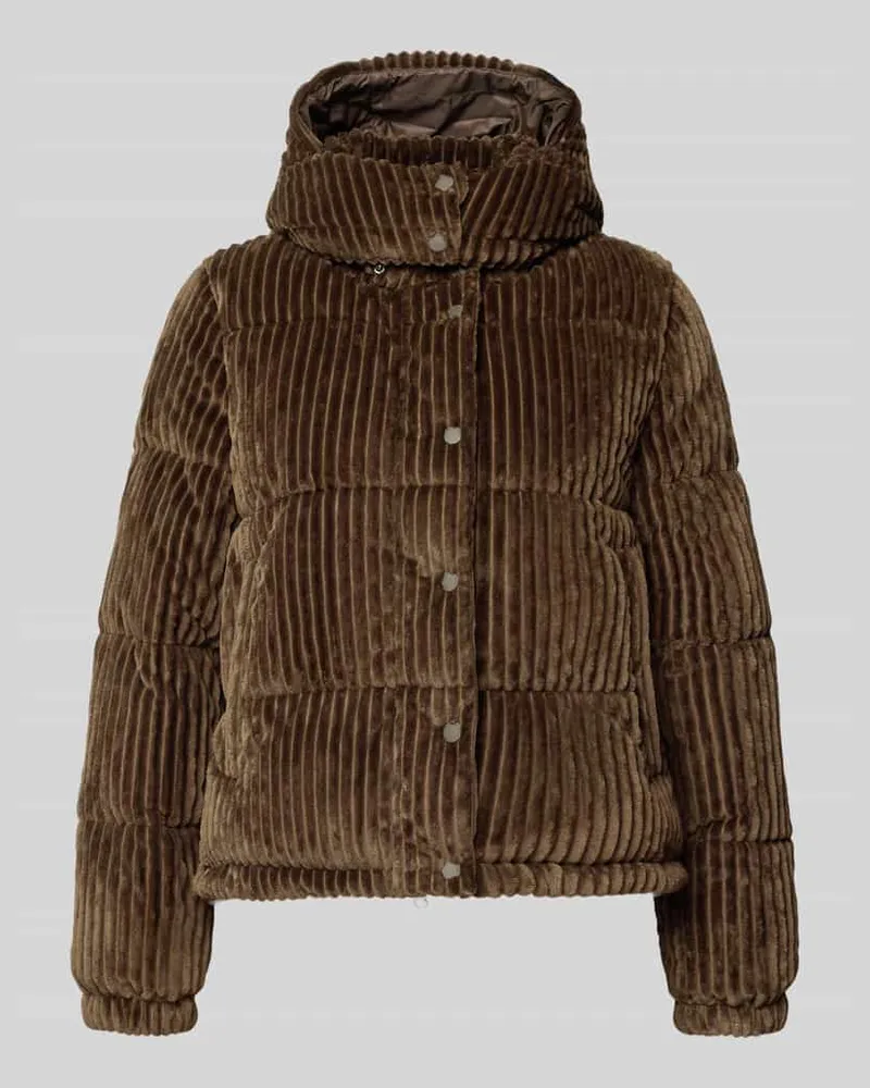 Save The Duck Jacke mit Label-Patch und Kapuze Modell 'NADEGE Dunkelbraun