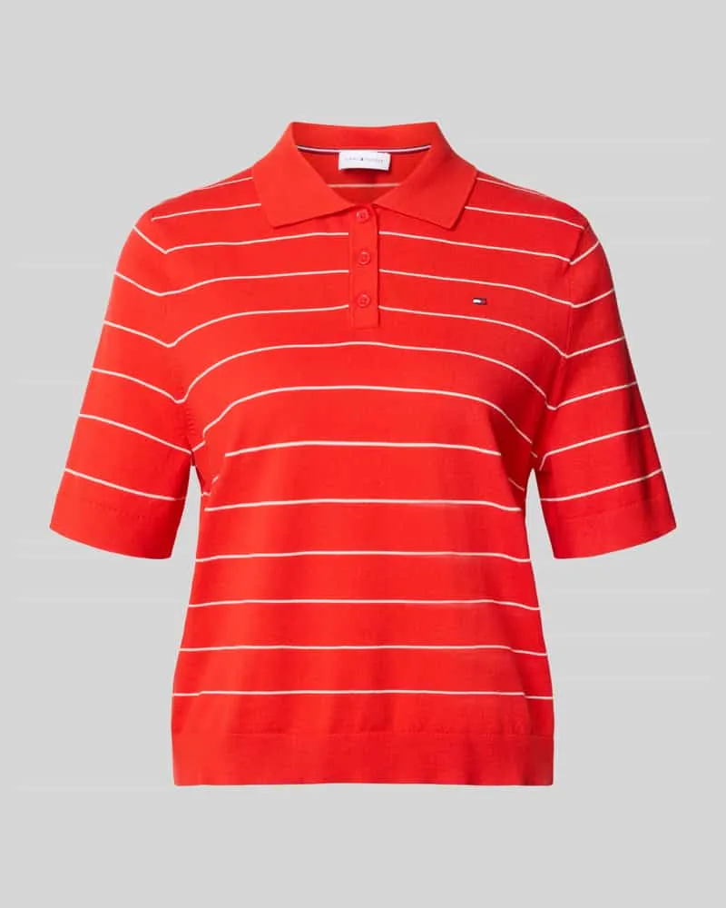 Tommy Hilfiger Regular Fit Pullover aus reiner Baumwolle mit Polokragen Rot