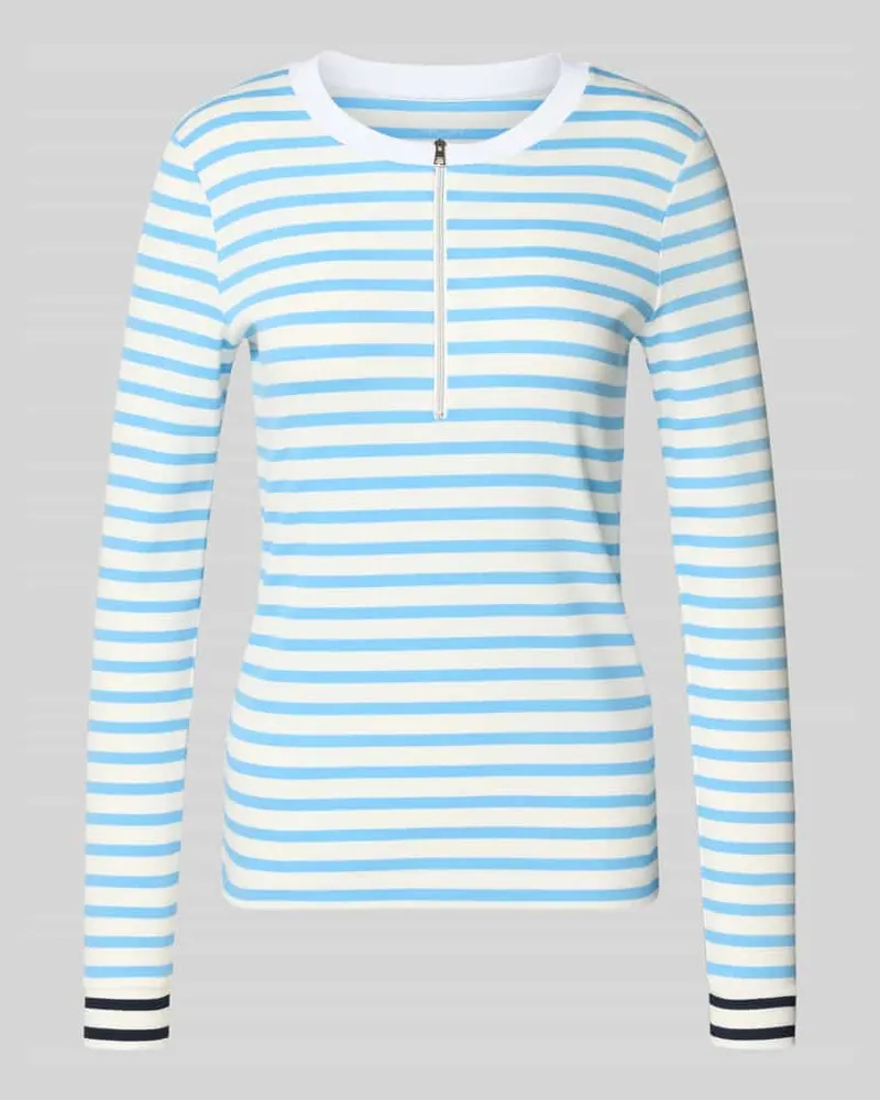 Marc Cain Longsleeve mit Rundhalsausschnitt und Reißverschluss Sky