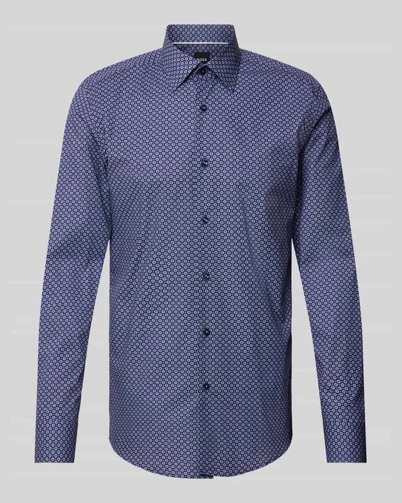 HUGO BOSS Slim Fit Business-Hemd mit Kentkragen Modell 'Hank Marine