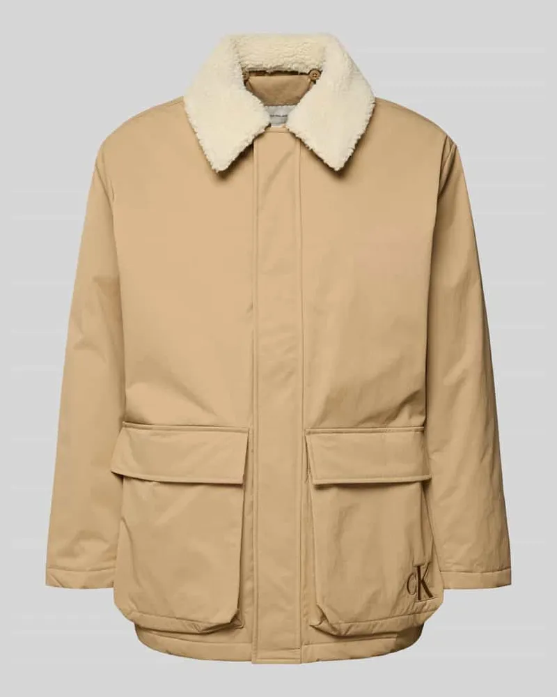 Calvin Klein Steppmantel mit Label-Print Camel