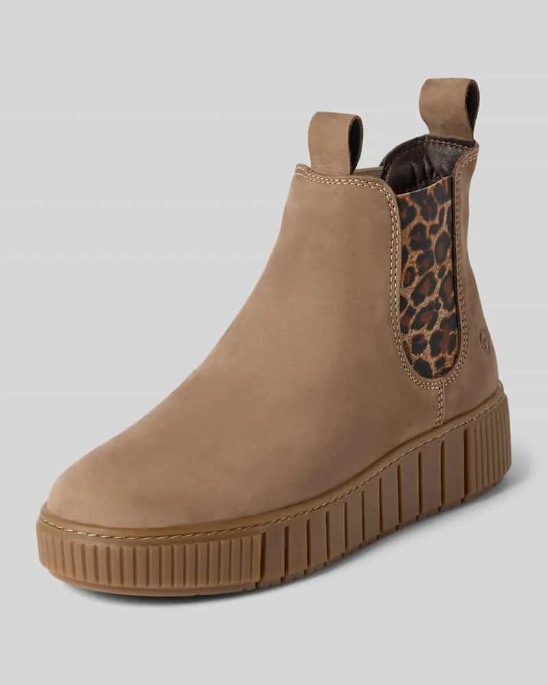 Tamaris Chelsea Boots aus echtem Rindsleder Taupe