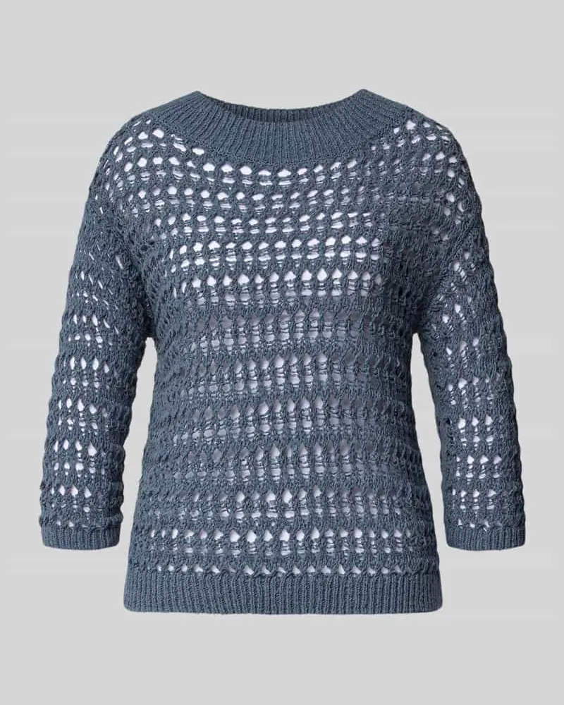 Luisa Cerano Strickpullover mit Rundhalsausschnitt und 3/4-Arm Dunkelblau