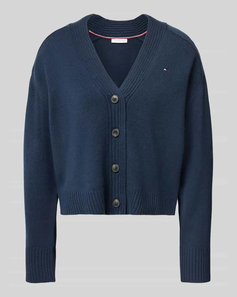 Tommy Hilfiger Cardigan aus Wolle mit Logo-Detail Marine