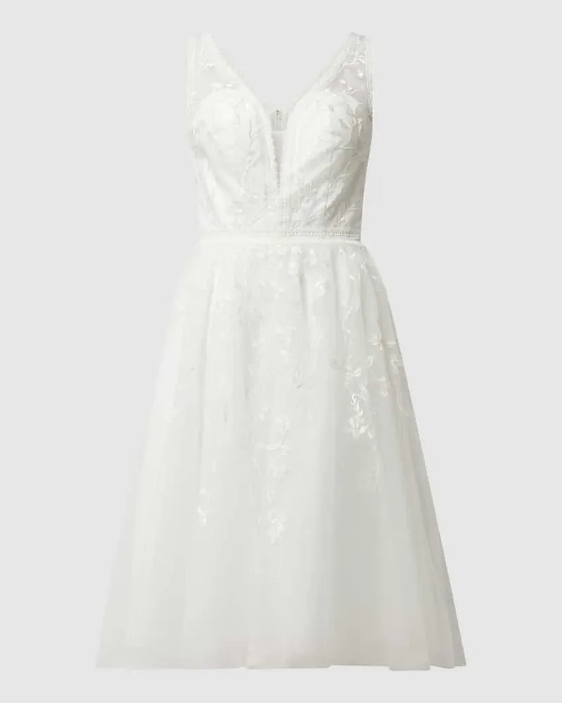 LUXUAR Brautkleid aus Mesh und Spitze Offwhite