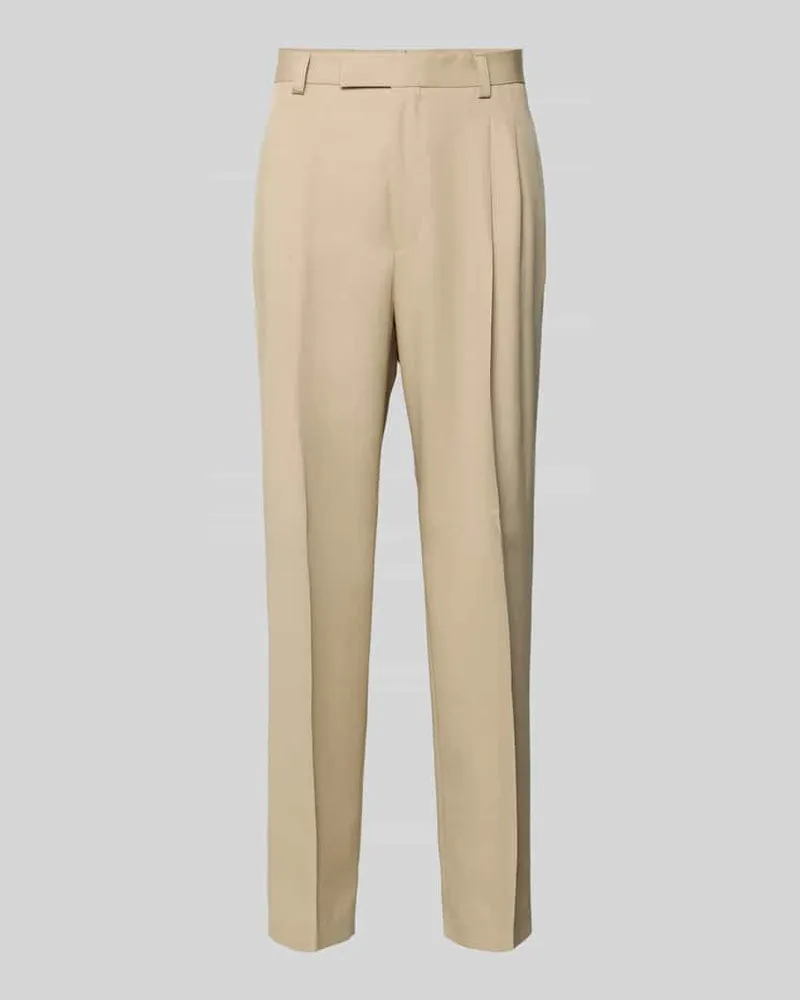 HUGO BOSS Wide Leg Bundfaltenhose aus Lyocell Modell 'C-PAT-BB-DPL-262 Beige