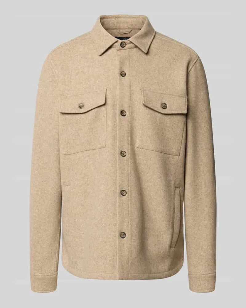 Lerros Regular Fit Hemdjacke mit Brusttaschen Sand