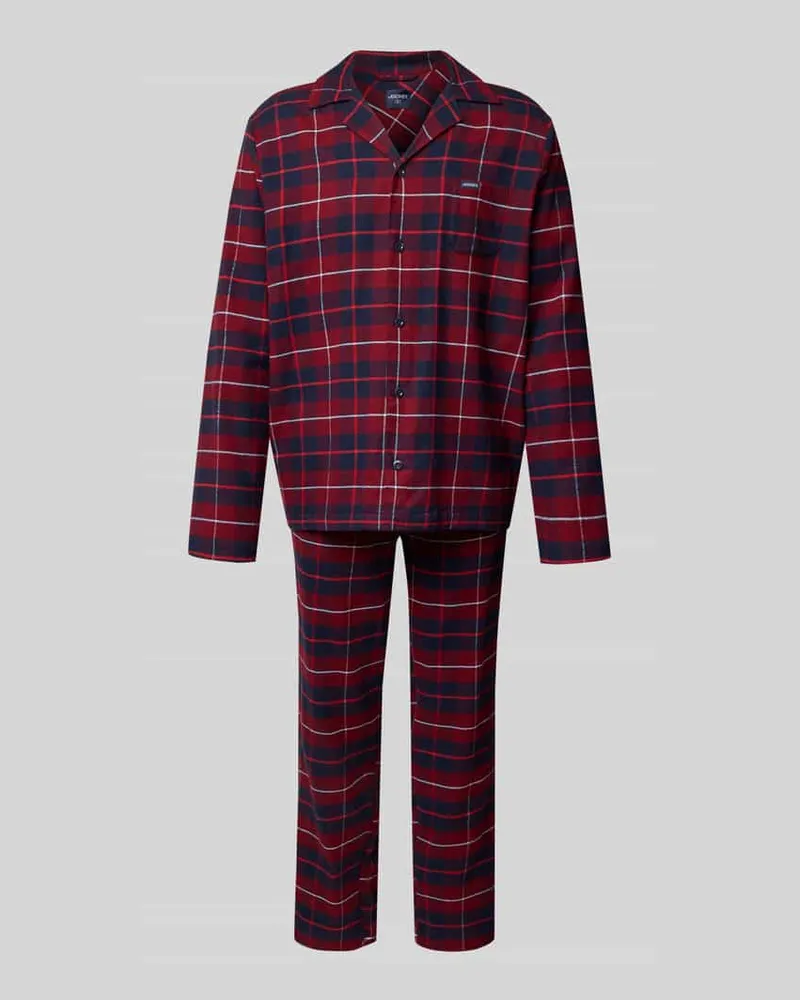 Jockey Pyjama mit Knopfleiste Bordeaux