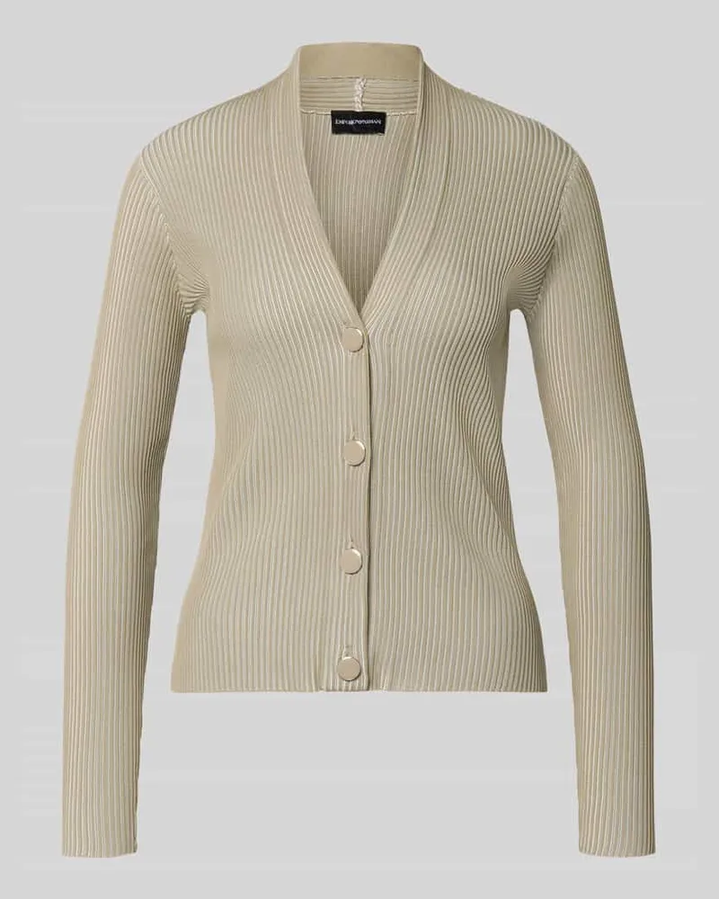 Emporio Armani Strickjacke mit V-Ausschnitt und Knopfleiste Taupe