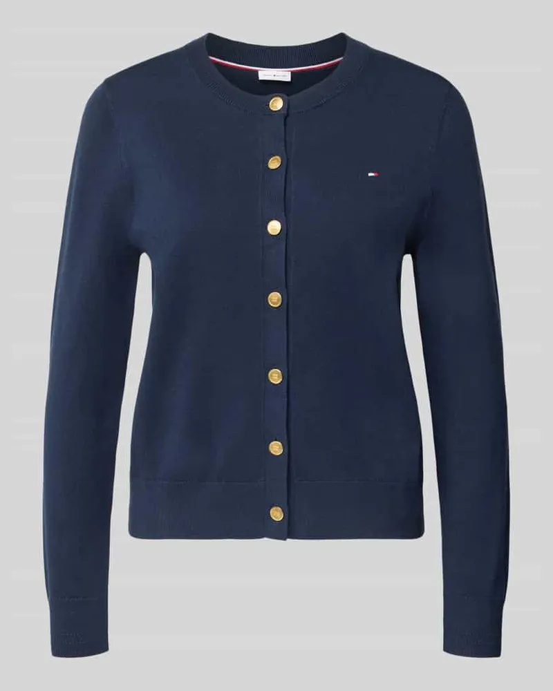 Tommy Hilfiger Regular Fit Strickjacke aus Baumwoll-Mix mit goldenen Knöpfen Marine