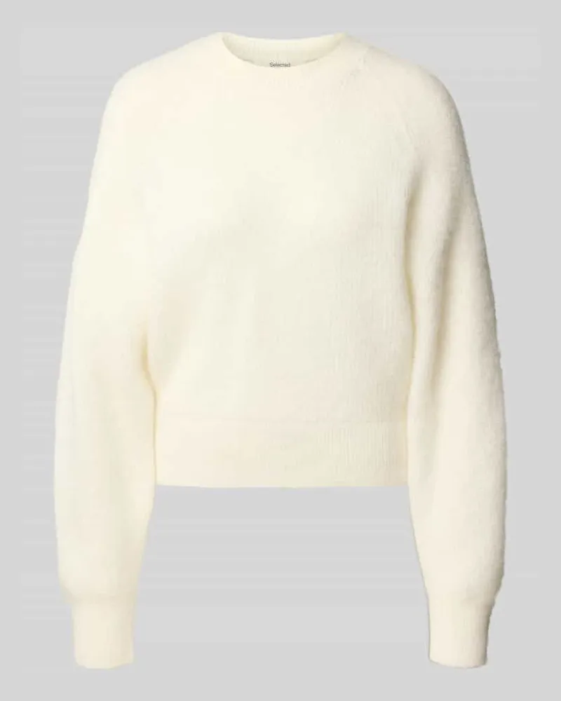 Selected Pullover aus Mohair mit überschnittenen Schultern Offwhite