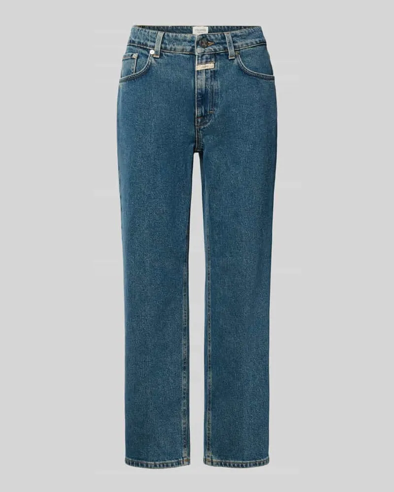 Closed Cropped Jeans mit Label-Detail Modell 'MILO Blau
