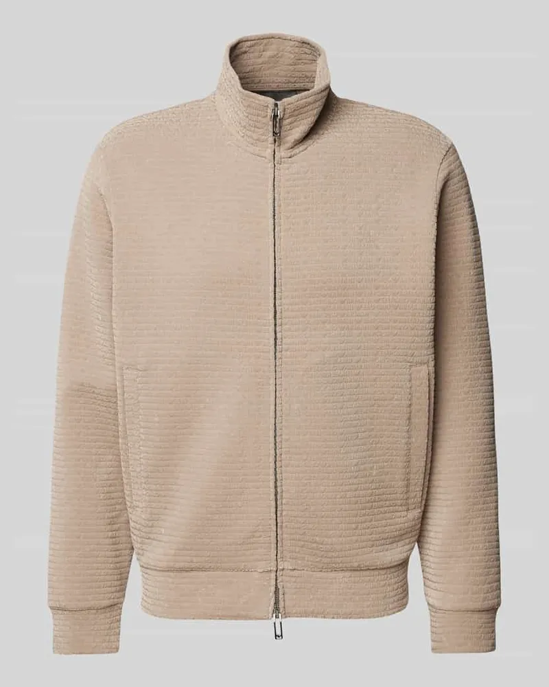 Emporio Armani Sweatjacke mit Label-Print Taupe