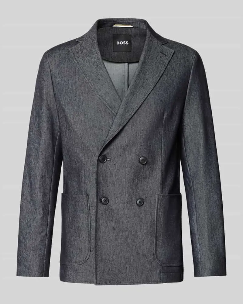 HUGO BOSS Slim Fit 2-Knopf-Sakko aus Baumwoll-Mix Modell 'HANRY Marine