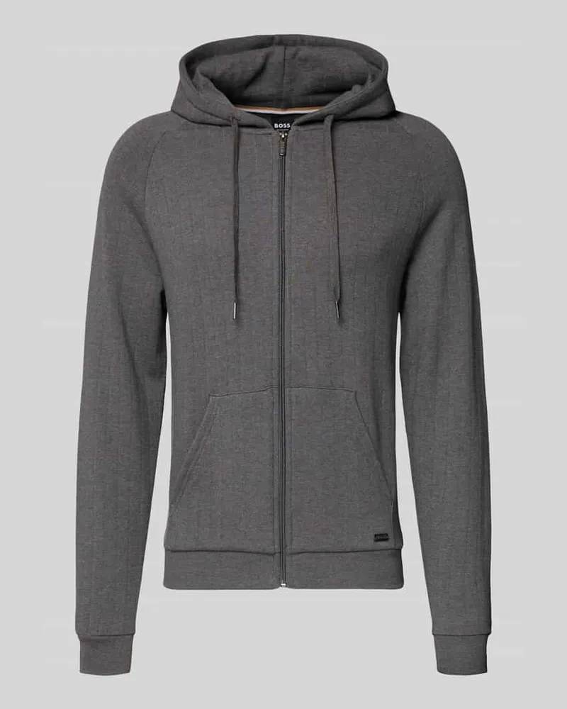 HUGO BOSS Regular Fit Sweatjacke aus Baumwoll-Mix Modell 'HERITAGE Anthrazit