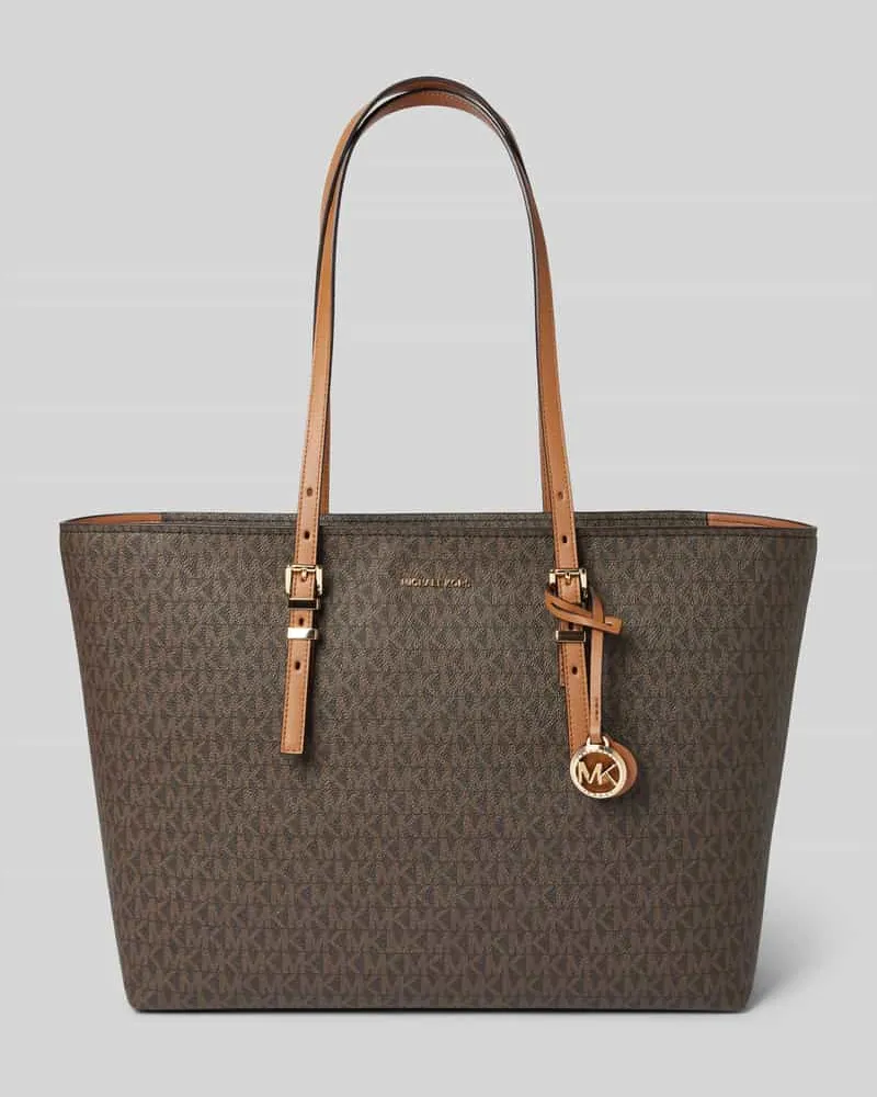Michael Kors Handtasche mit Label-Anhänger Modell 'QUINN Mittelbraun