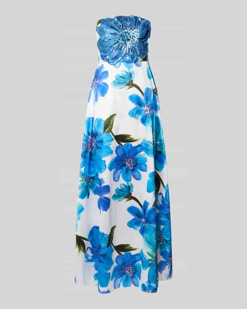 Adrianna Papell Off-Shoulder-Kleid im Allover-Look mit Pailletten Blau