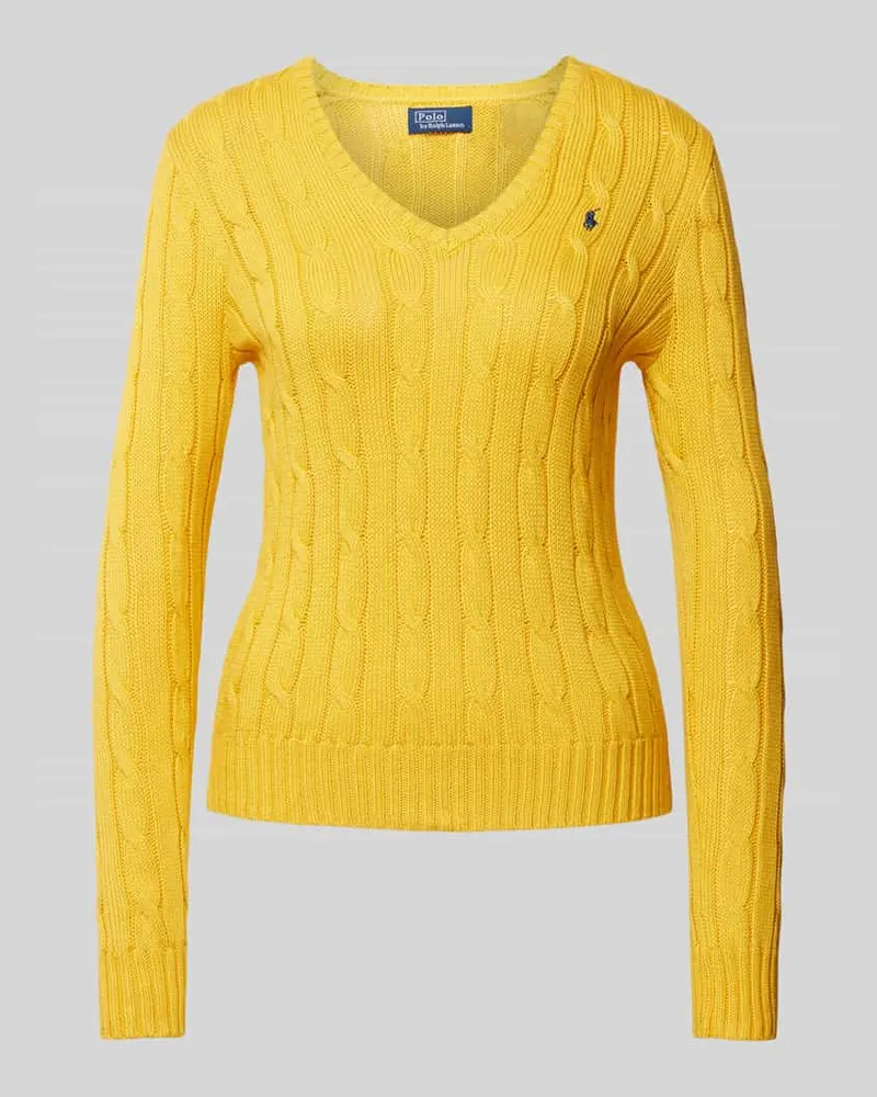 Ralph Lauren Strickpullover mit Zopfmuster Modell 'KIMBERLY Blau