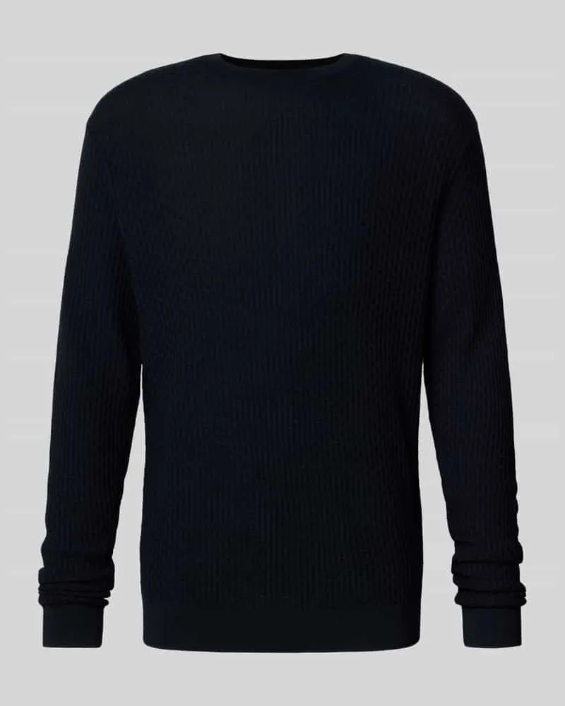 Emporio Armani Strickpullover mit gerippten Abschlüssen Marine