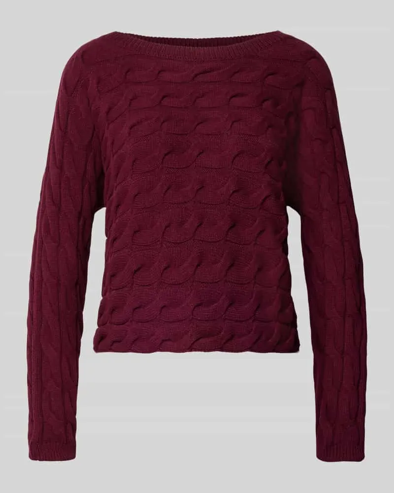 Oui  Regular Fit Pullover in Strick-Optik Bordeaux